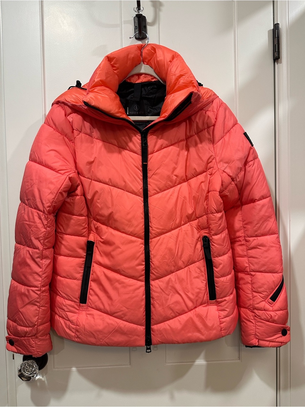 Bogner Fire and Ice Coral Ski Puffer Jacket with Black Trim